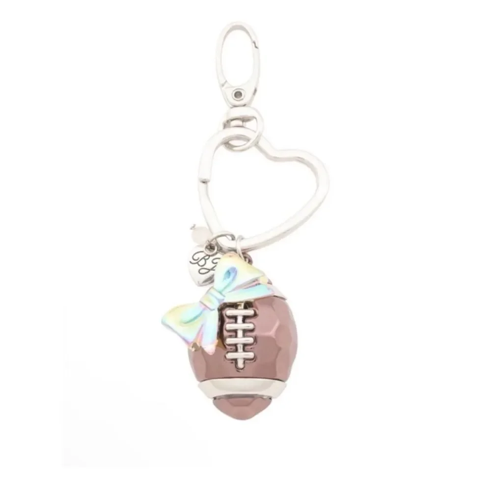Betsey Johnson Brown Football Bow Keychain Bag Charm